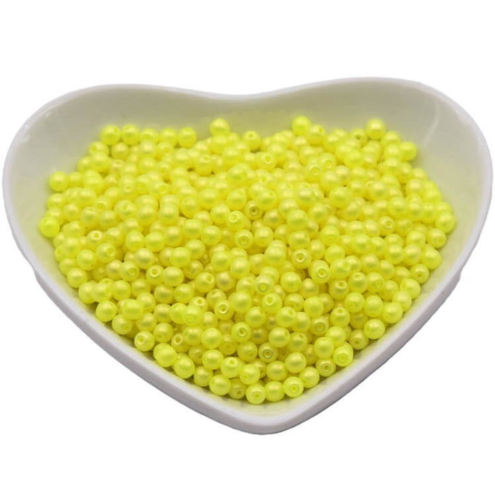 Czech round beads pearly Neon Yellow 3mm (30)
