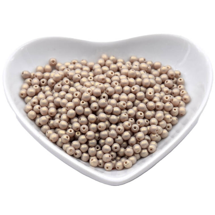 Czech round beads pearly Sand 3mm (30)