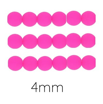 Czech Glass Round Beads fluo Neon Pink 4mm (50)
