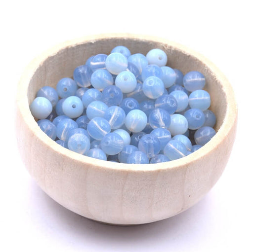 Buy Czech Glass Round Beads Milky Sapphire 6mm (50 beads)
