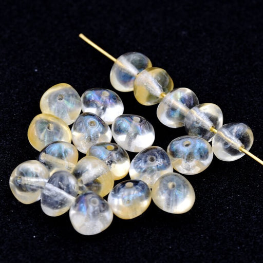 Baroque rondelle Czech beads Yellow Luster Crystal Bohemian - 6-8mm (10g)