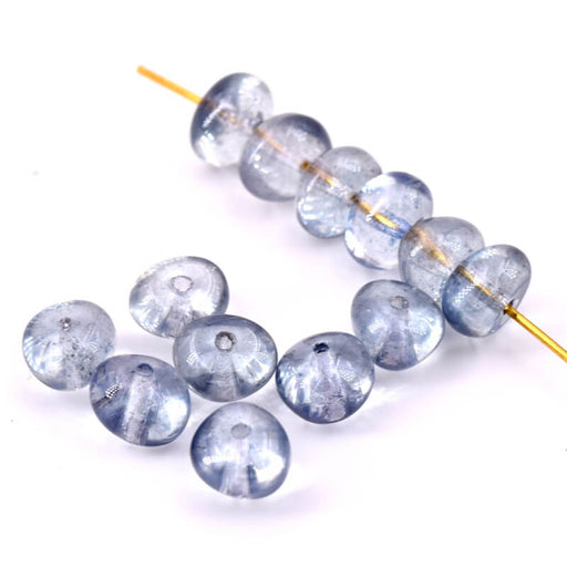 Baroque rondelle Czech beads Transparent Blue - 6-8mm (10g)