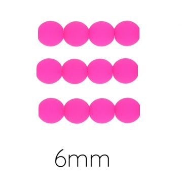 Buy Czech Glass Round Beads fluo Neon pink - 6mm (50 beads)