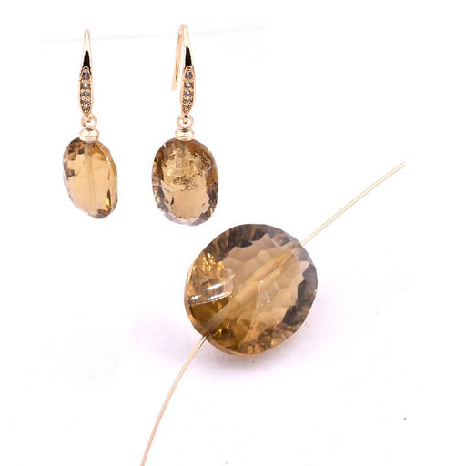 Buy Oval faceted smoky golden quartz bead 13-17x12mm - Hole: 0.6mm (1)