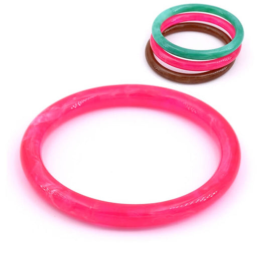 Marbled Neon Pink Resin Bangle Bracelet 67x7mm (1)