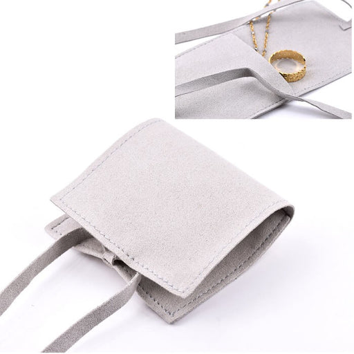 Buy Pouch with flap in velvet gray microfiber - 6x6mm (1)
