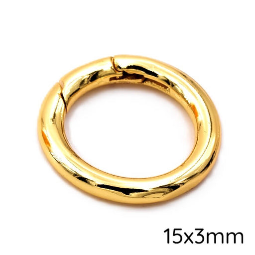 Round spring clasp Golden brass - 15x3mm (1)