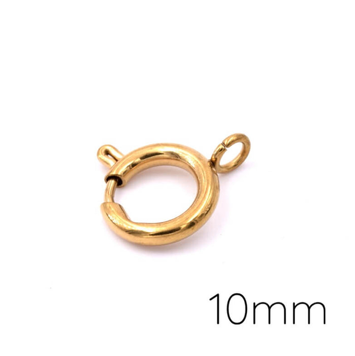 Round Spring Clasp 10mm golden Stainless Steel (1)