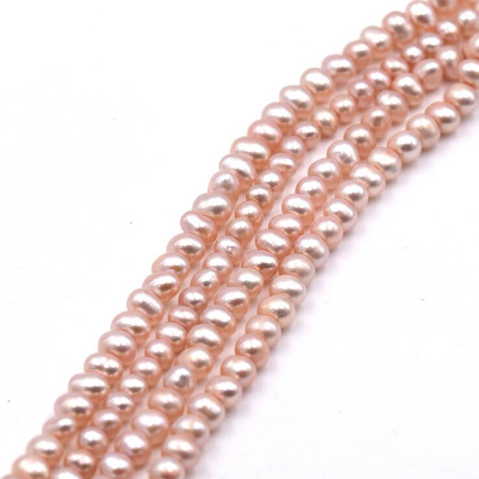 Freshwater pearl round potatoe silk pink - 3.5-4mm (1 Strand-37cm)