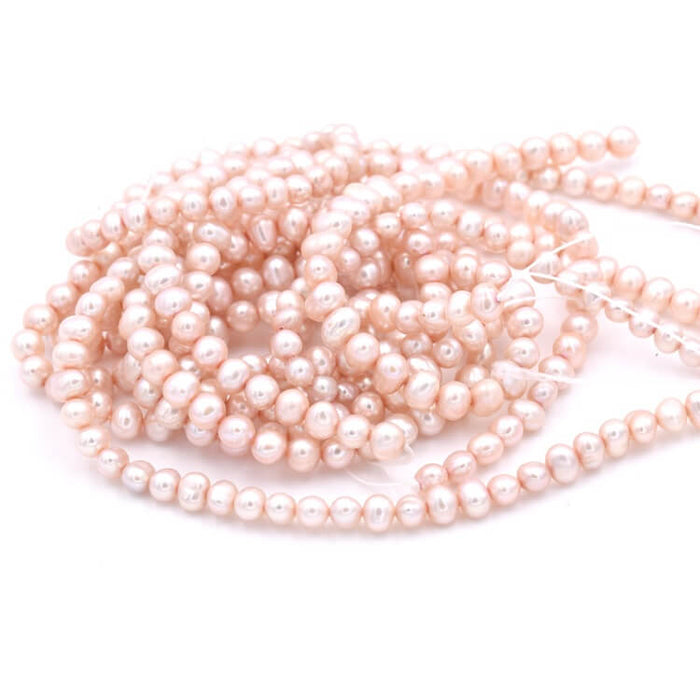 Freshwater pearl round potatoe silky beige - 4.5-5mm sur Strand (1)