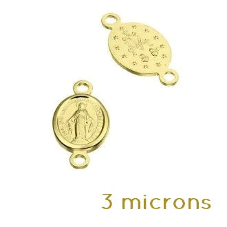 Connector link miraculous virgin medal gold plated 3 microns 8x6mm (1)