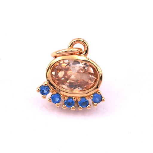 Buy Oval zircon pendant golden shadow and blue gold plated 3 microns 8mm(1)