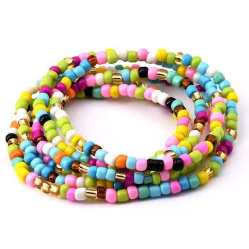 Multicolor Seed beads bracelet necklace on elastic thread 80cm Sold by 1 strand