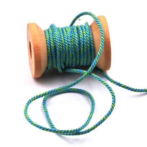 Buy Twisted macramé cotton thread cord Blue and green - 1mm (3m)