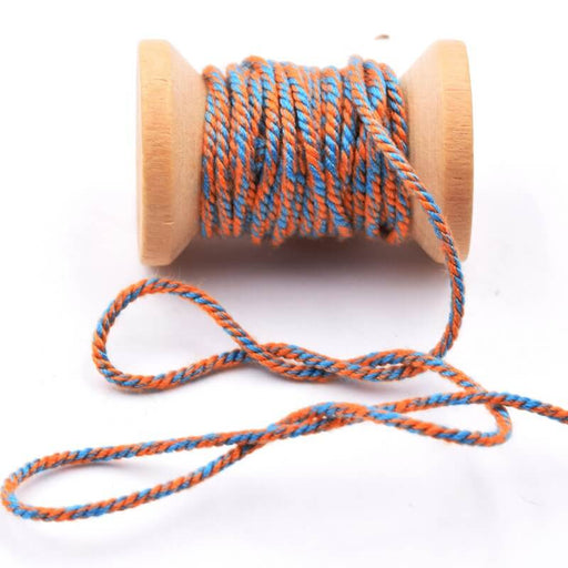 Buy Twisted macramé cotton thread cord Orange and blue - 1mm (3m)