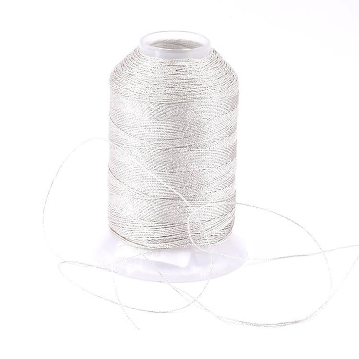 Metallic wire and polyester Silver colored cord 0.6mm (5m)