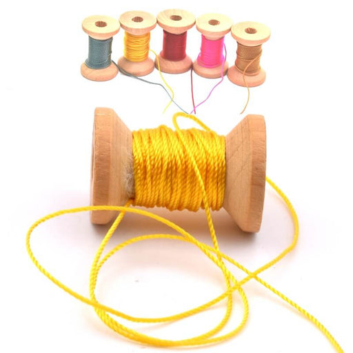 Twisted silky polyester cord - Yellow 1mm (5m)