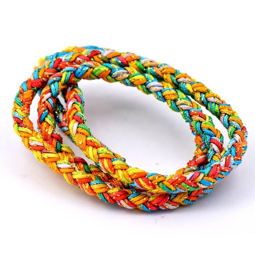 Polyester braided cord - 4mm blue yellow green pink and Golden (50cm)