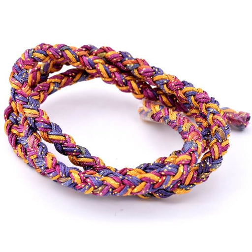 Polyester braided cord - 4mm purple blue yellow and Golden (50cm)
