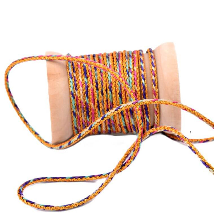 Braided nylon cord - turquoise- white- pink- and blue - 2mm (5m)