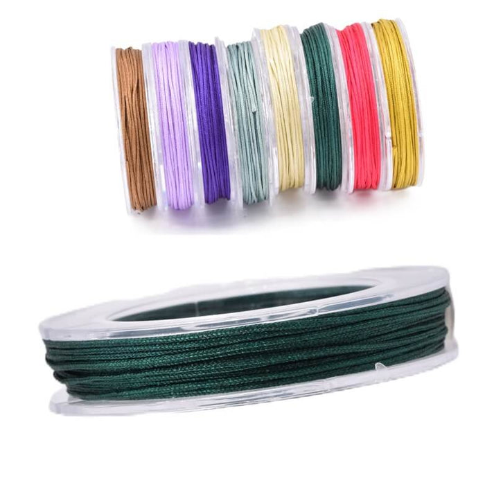 Braided Nylon Cord - 0.8mm - Fir Green - 8m Spool (1)