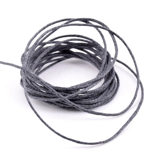 Dark gray waxed cotton cord 1mm (5m)