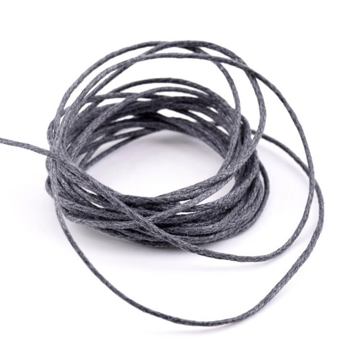 Dark gray waxed cotton cord 1mm (5m)