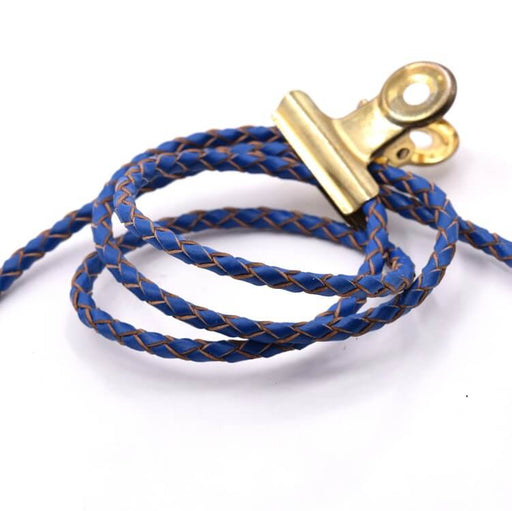 Buy Braided round leather cord Royal Blue - 3mm (50cm)