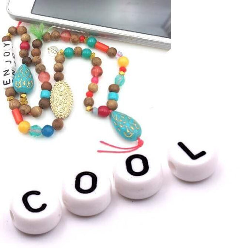Word COOL - 4 round letter beads 7mm (1 word)