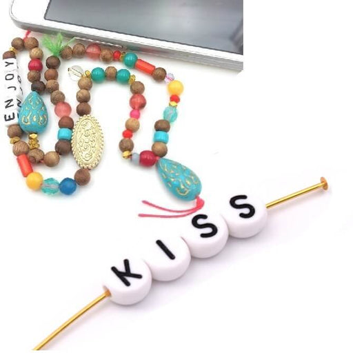 Word KISS - 4 Round Letter Beads 7mm (1 word)