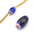 Millefiori glass barrel tube bead - Blue white and red chevron - 19-25x10-16mm - hole: 1.5mm (1)