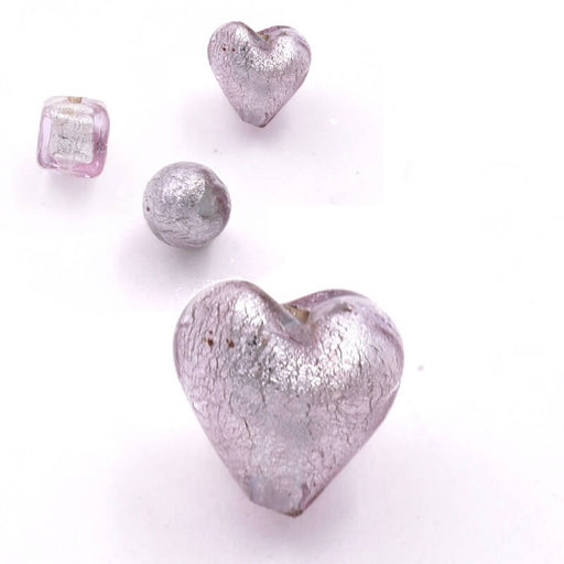 Buy Murano bead heart pink antique silver 10mm (1)