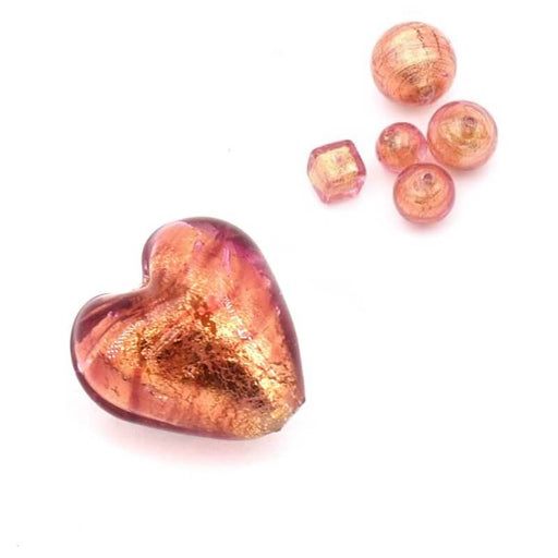 Buy Murano heart bead copper and gold 10mm (1)