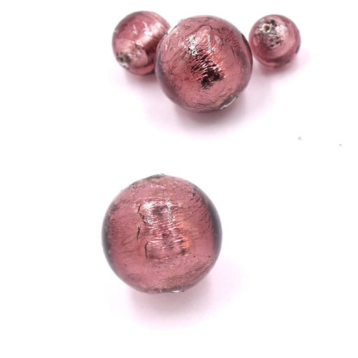 Murano bead Dark Amethyst and silver round 8mm (1)