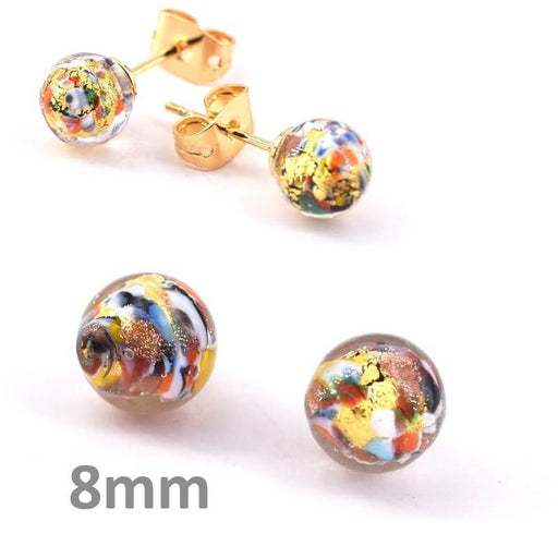 Buy Half-drilled multicolored round Murano bead 8mm (2)