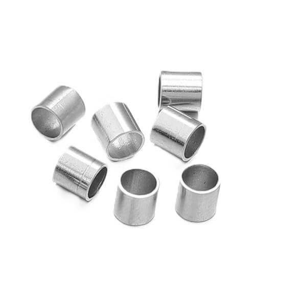Crimp tube bead - Stainless steel - 1.5x1.5mm - Hole: 0.8mm (10)