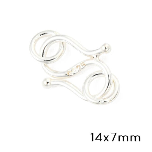 Buy S hook clasp with 2 rings in Sterling silver - 14x7mm (1)