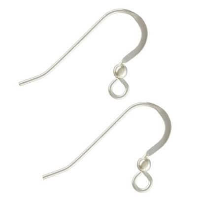 Buy Ear hooks with 925 sterling silver ball - 16mm - 0.7mm - Hole: 1.5mm (2)