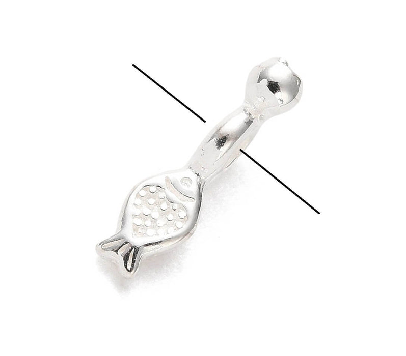 Fish and ball pendant in 925 sterling silver - 12mm - Hole: 1mm (1)
