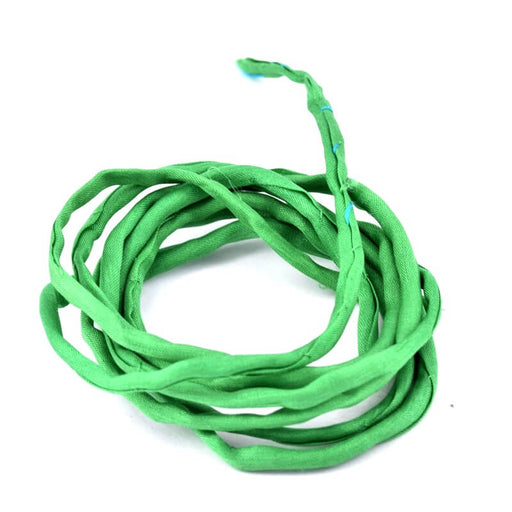 Natural silk cord hand dyed spring green 2mm (1m)