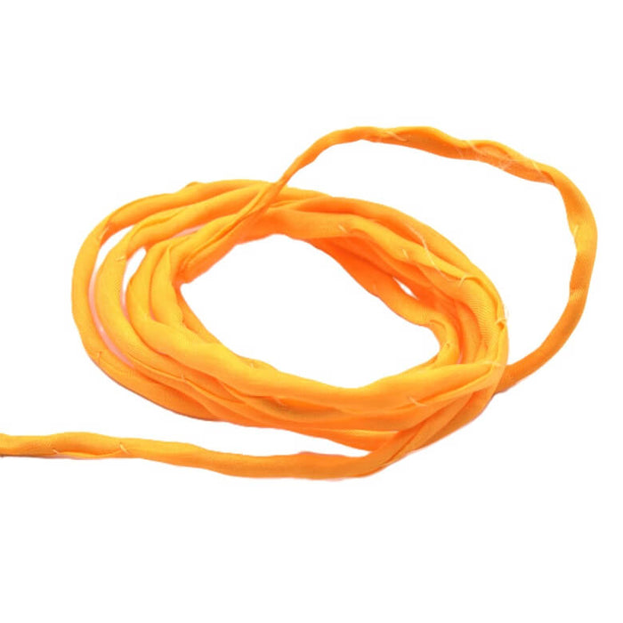 Natural Silk Cord Light Orange Yellow Hand-Dyed - 2mm (1m)