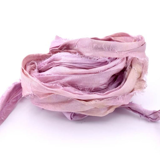 Sari Silk Ribbon 30mm - Recycled Frayed Crinkled Purple Sari Silk Ribbon 30mm (1m)