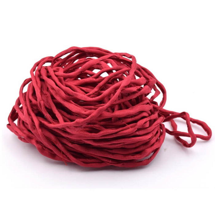 Cherry red hand-dyed natural silk cord 2mm (1m)