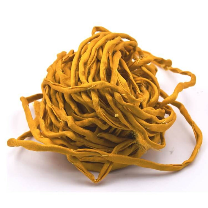 Hand-dyed natural silk cord - saffron yellow 2mm (1m)