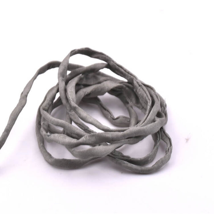 Hand-stitched natural silk cord - steel grey 2mm (1m)