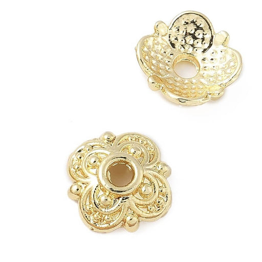 Buy Bead caps 8mm Golden Metal - Hole 1.2mm (2)