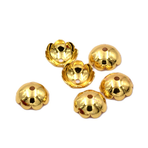 Buy Flower bead cap -Gold-tone brass 8mm - Hole: 1mm (6)