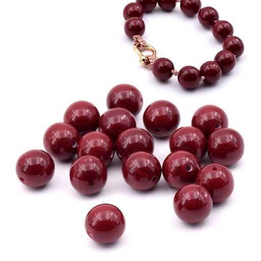 Buy Round resine bead 12mm cherry red - Hole: 2mm (30)
