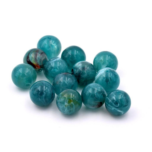 Round resin bead blue green duck 12mm - Hole : 1. 8mm (30)