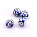 Porcelain round bead - White and blue - 10mm - Hole: 2mm (4)